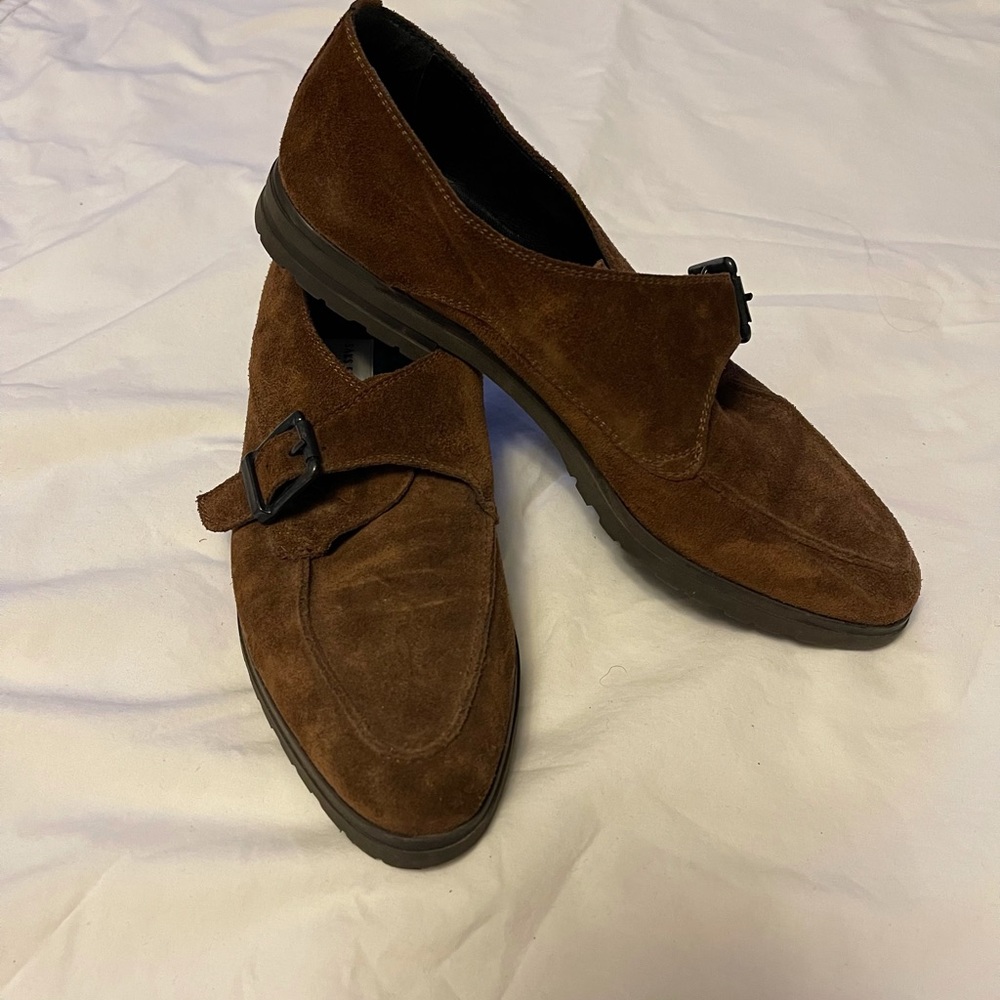 Saks Fifth Avenue Brown leather loafers 8